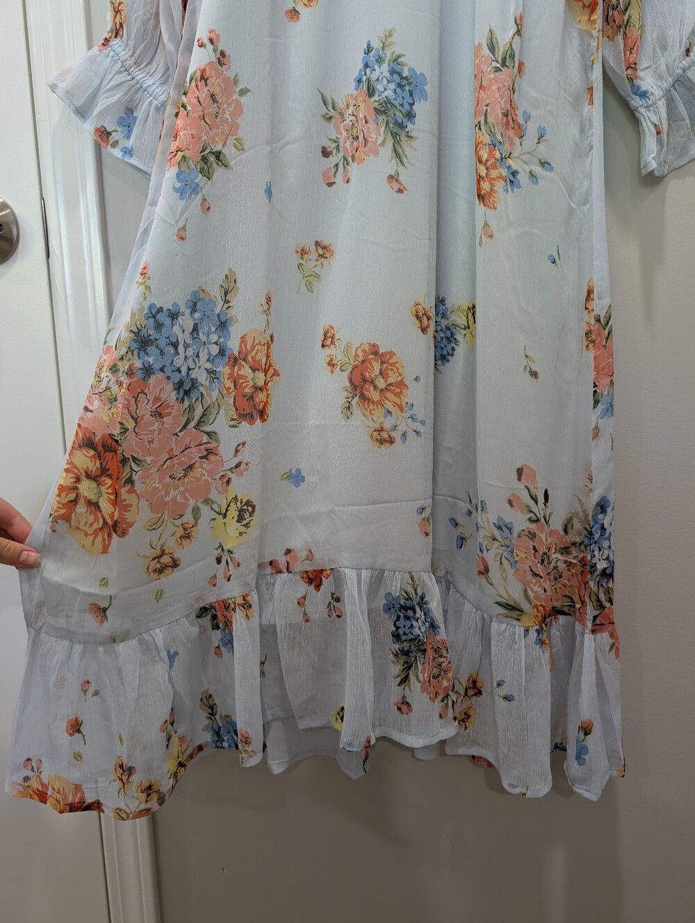 Patrons of Peace Powder Blue Floral V-Neck Maxi Dress - Picture 7 of 7